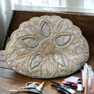 Bijoux Terner 1940's/1950's Vintage Beaded Satin  Evening Bag Clutch